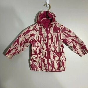 Gap Kids Pink‎ Giraffe Print Hooded Rain Jacket Coat Girls Size 2T?